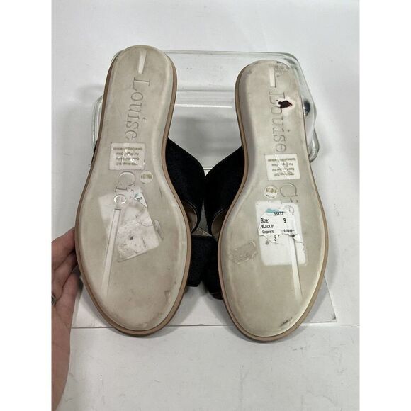 Louise et Cie Adalla Sandals Black Cow Hair Fur Size 9 B Slip On Rubber Soles - Picture 11 of 14